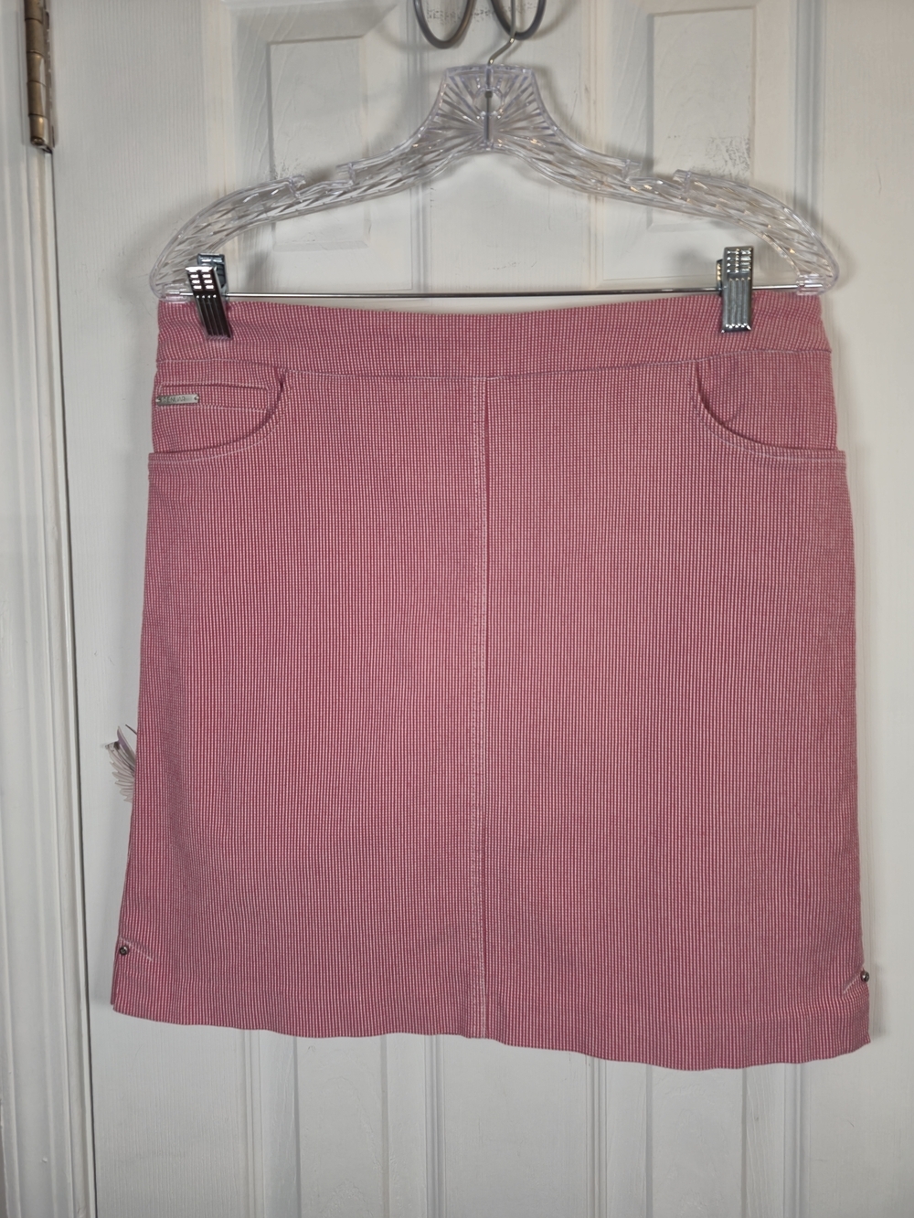 Renuar Pink Seersucker Skort Size 12 Preppy Golf Tennis Athletic Activewear
